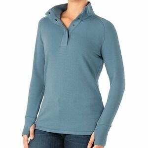 Free Fly Women's Performance Bamboo Polar Fleece Pullover T-Snap‎ Teal- Size M